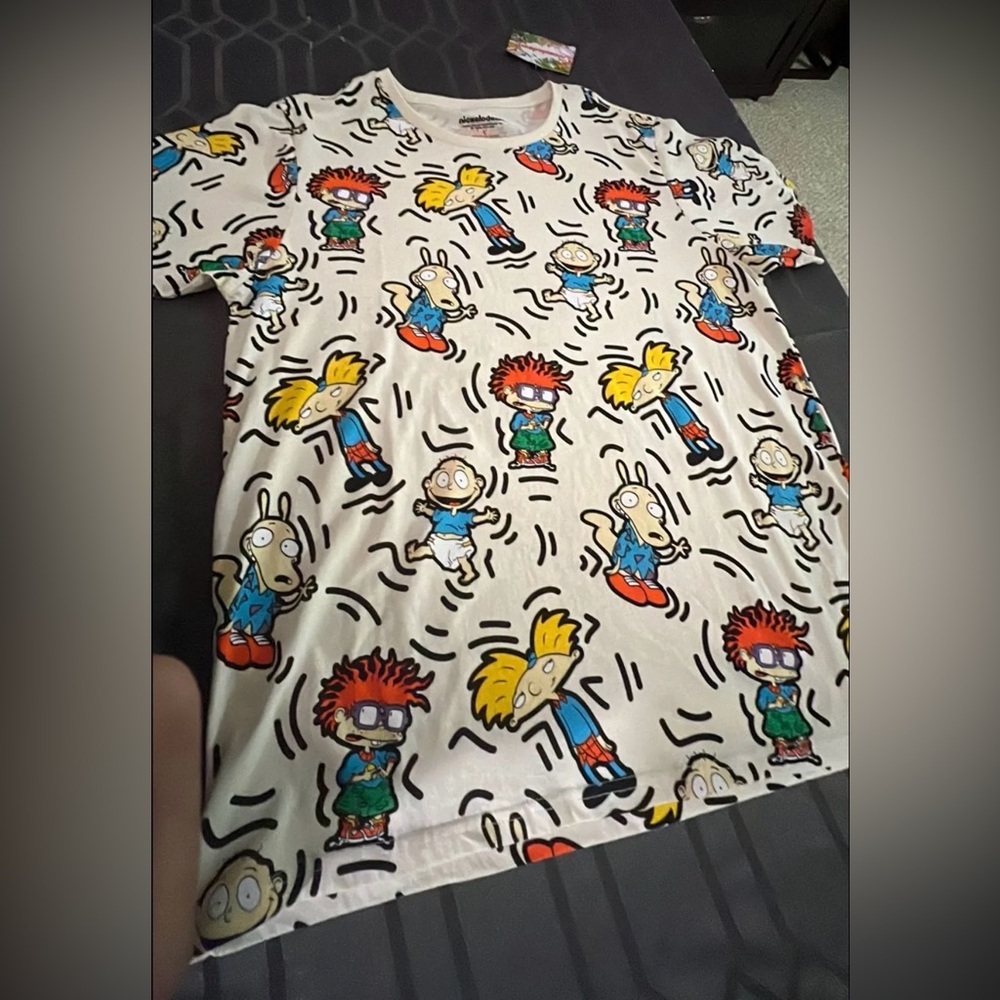 Nickelodeon Characters Mens Off White Tee Shirt Size Large